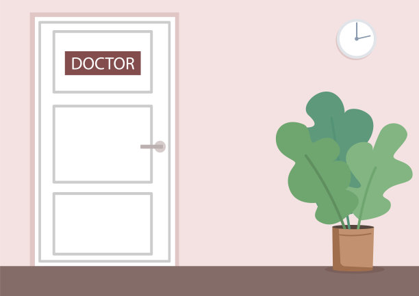 医生办公室平面彩色矢量插图图片下载