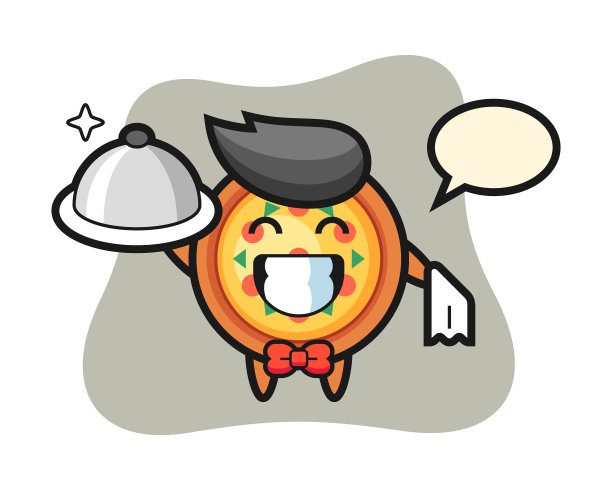 吉祥物披萨作为服务员图片下载