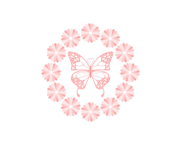 中间有蝴蝶的圆形花图片下载