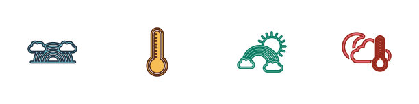 设置彩虹与云气象温度计图片下载