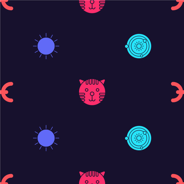 设定太阳系太阳，老虎黄道和双鱼座图片下载