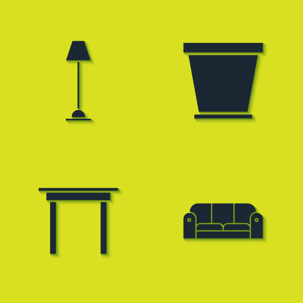 设置落地灯、沙发、木桌和花盆图片下载