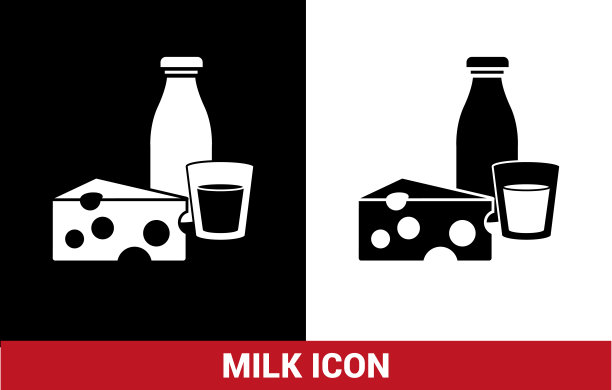 牛奶和奶酪的图标。图片下载