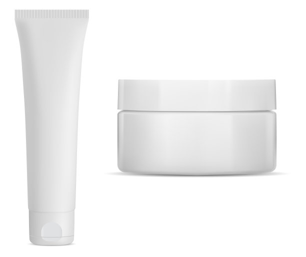 奶油管。化妆品jar模型。圆的奶油罐子图片下载