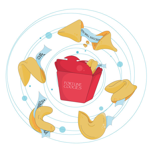 传统的中国饼干里面有好的预言。设计元素，印花，织物印花，标签。图片下载