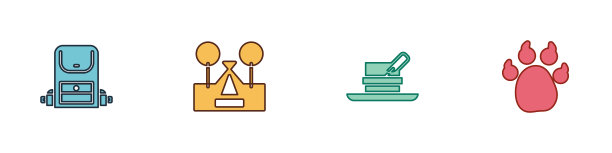 配有徒步背包的旅游帐篷猎人帽图片下载