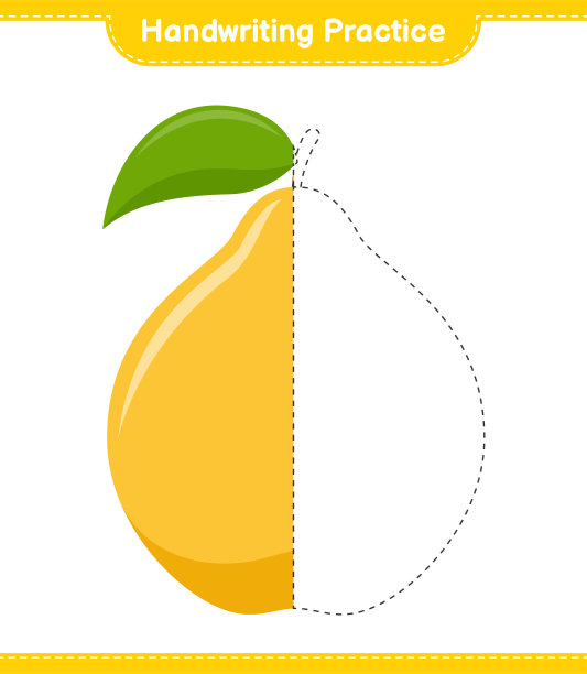 书法练习。追寻榅桲的线条。教育儿童游戏，可打印的工作表，矢量插图图片下载