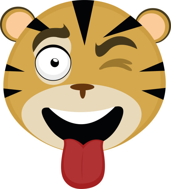 矢量插图表情搞笑的老虎卡通图片下载
