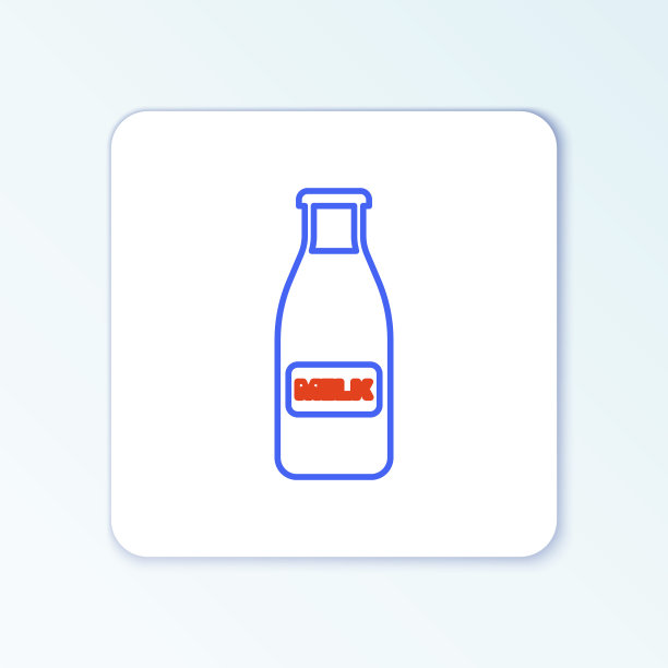 线封闭的玻璃瓶与牛奶和盖子图标隔离在白色背景。色彩斑斓的轮廓的概念。向量图片下载