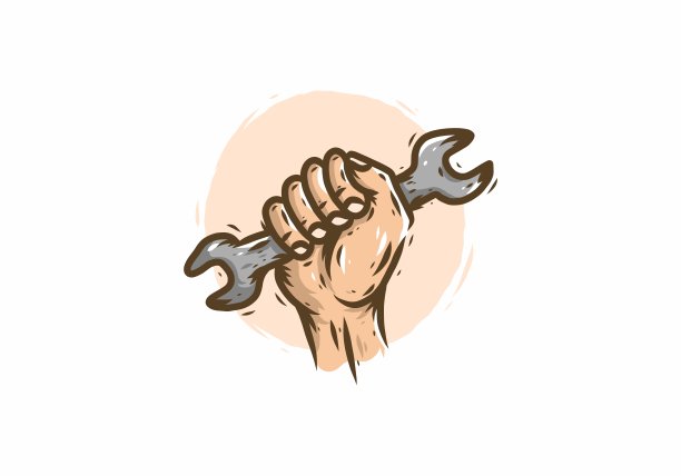 手持扳手绘制插图设计图片下载