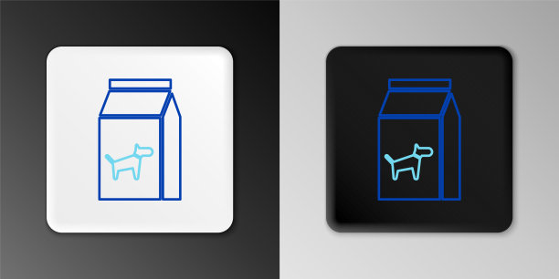 线袋食物狗图标孤立在灰色背景。动物的食物。宠物食品包装。色彩斑斓的轮廓的概念。向量图片下载