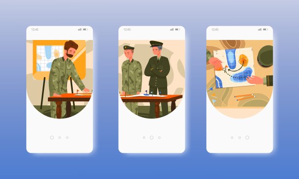 操作计划。军事任务，训练，战争。移动应用屏幕，矢量网站横幅模板。UI，网站设计图片下载