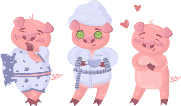 有趣的猪去睡觉，做水疗图片下载