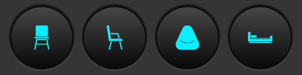 设置椅子扶手椅蒲团和床图标图片下载