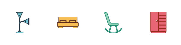 设置落地灯、大床、扶手椅和衣柜图片下载