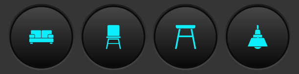 设置沙发、椅子和吊灯图标图片下载
