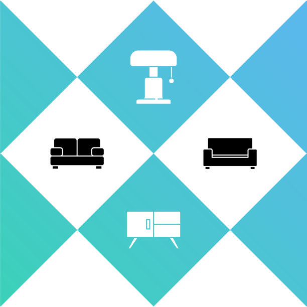 设置沙发、衣柜、抽屉、台灯和图标图片下载