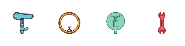 设置自行车座位车轮和扳手扳手图标图片下载