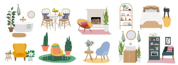 现代设置斯堪的纳维亚公寓内部，伟大的设计为任何目的。现代波西米亚极简主义艺术。极简主义的室内装饰。房间内部。优雅的装饰。现代装饰。图片下载