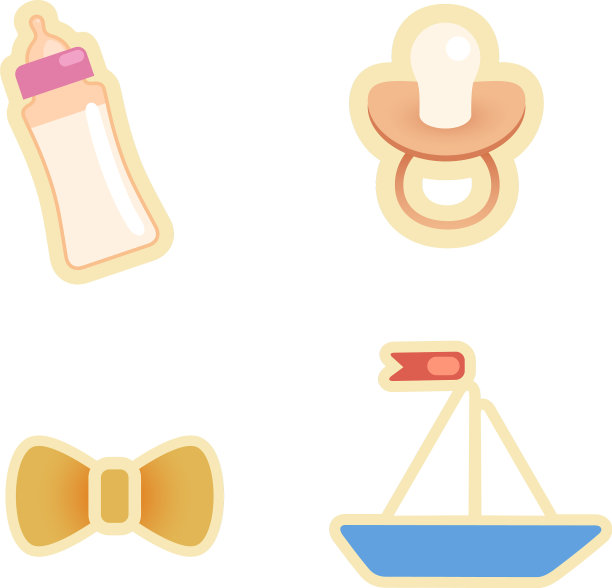 奶瓶船头和玩具船的图标图片下载