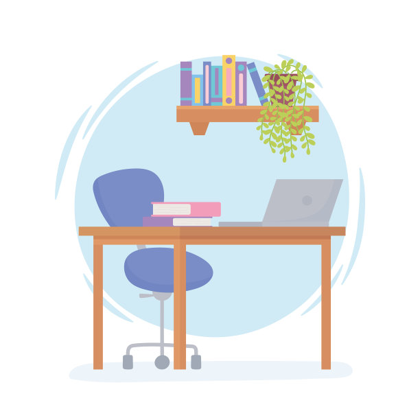 办公场所的办公桌、椅子、笔记本电脑架图片下载