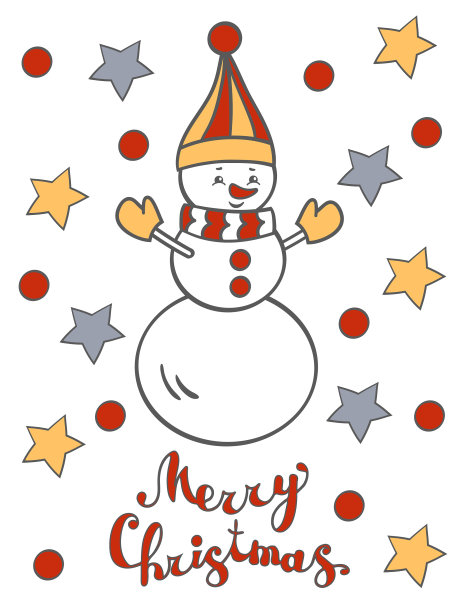 有雪人的圣诞贺卡图片下载