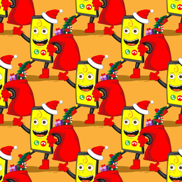 一款无缝图案搞笑卡通智能手机图片下载