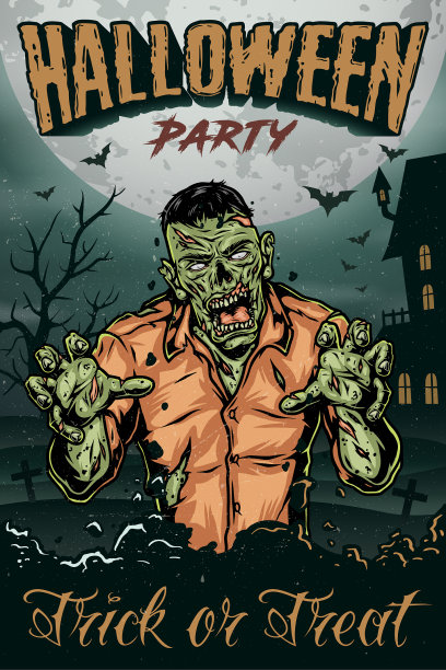 不给糖就捣乱万圣节彩色海报图片下载