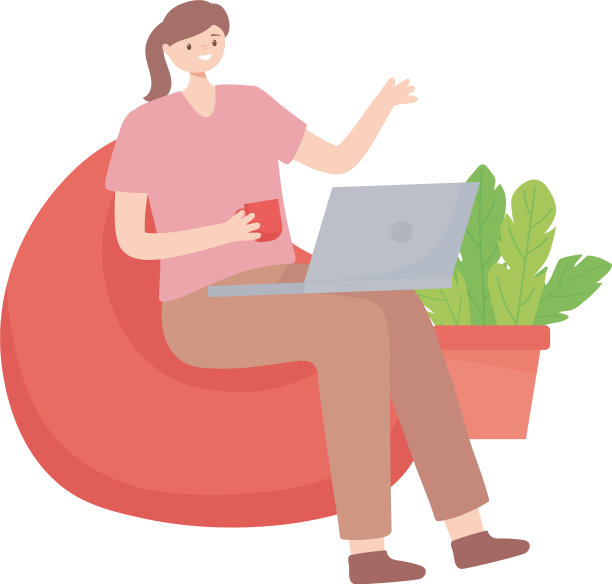 坐在椅子上拿着笔记本电脑和咖啡杯的职业女性图片下载