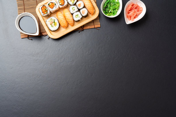 日本寿司上的石头背景图片下载