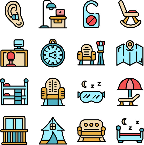 安静的空间图标设置平坦图片下载