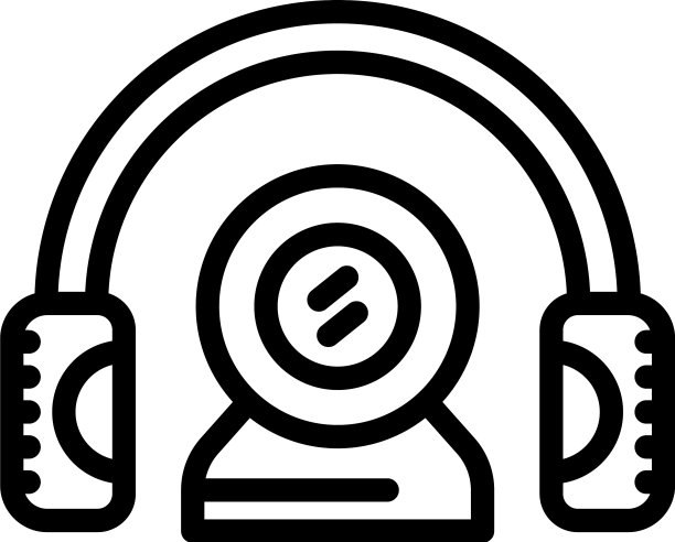 耳机摄像头在线会议图标轮廓图片下载