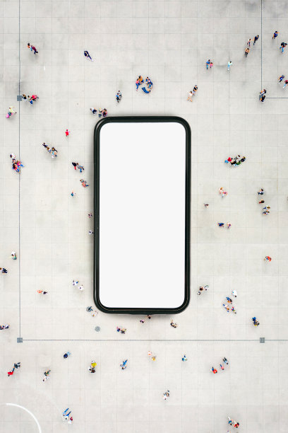 围堵智能手机的人群鸟瞰图图片下载