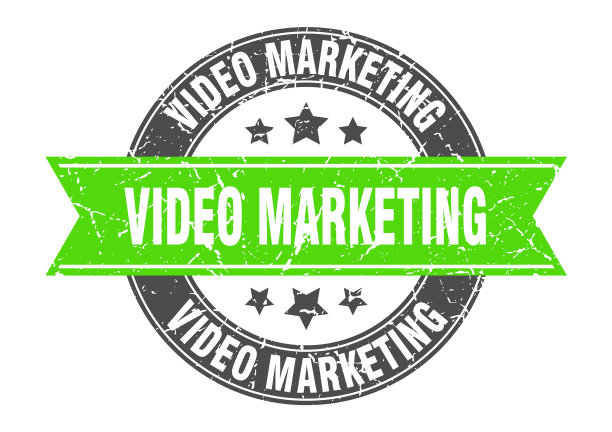 视频营销圆形邮票带丝带标签标志图片下载