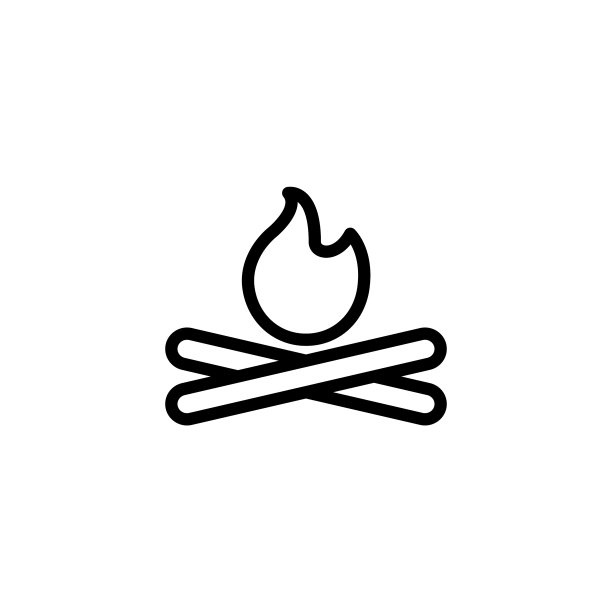 简单的线条户外篝火露营图标图片下载