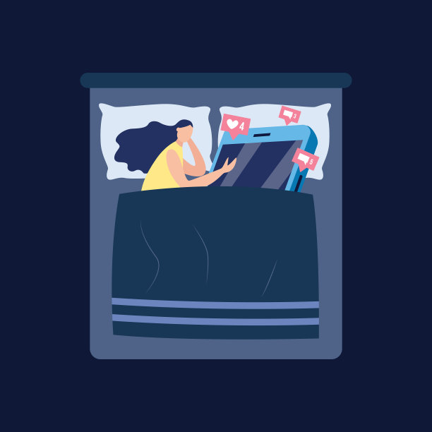 躺在床上的女人拿着巨大的智能手机图片下载