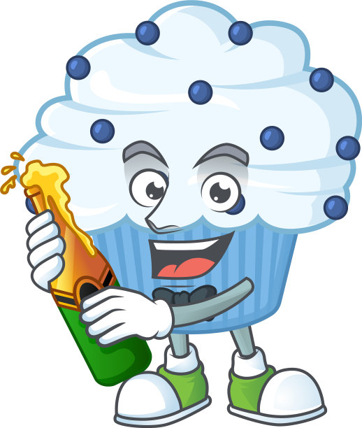 吉祥物卡通香草蓝色纸杯蛋糕烤面包图片下载