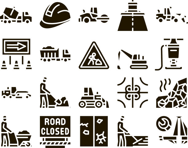 道路维修和建设图标集图片下载