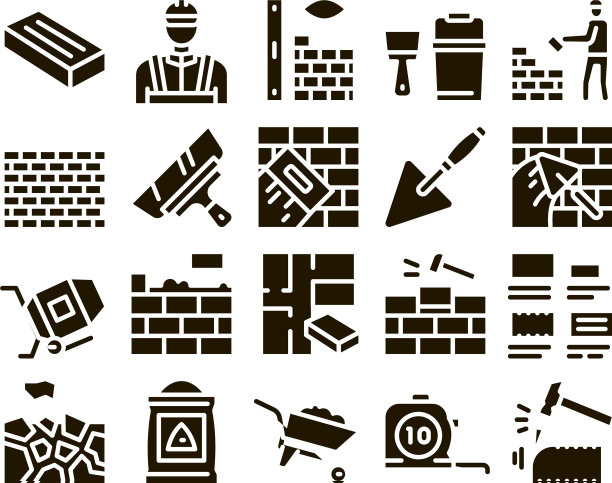 砌砖工行业字形集图片下载