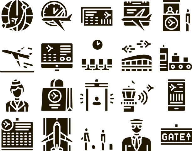 航空公司和机场字形集图片下载