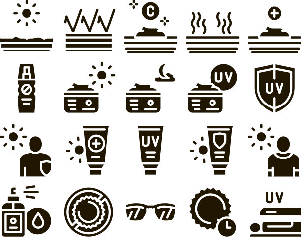 防晒霜收集元素图标集图片下载