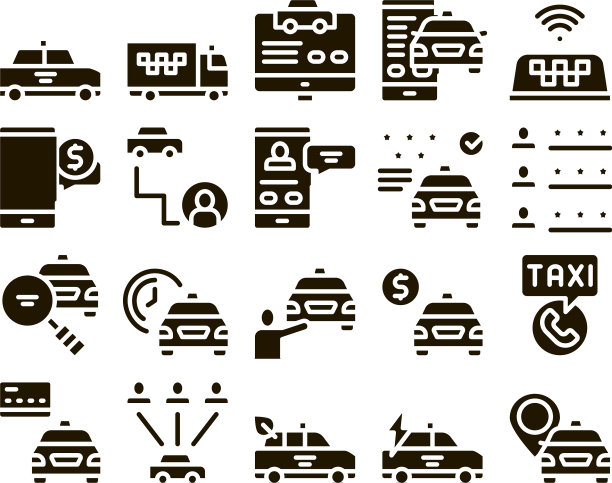 网上出租车集合元素图标集图片下载