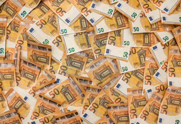 商业、金融、财富50欧元票据为背景图片下载
