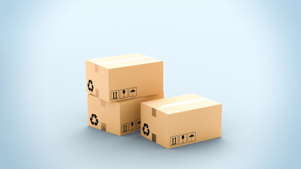 蓝背景纸板箱，物流配送理念图片下载