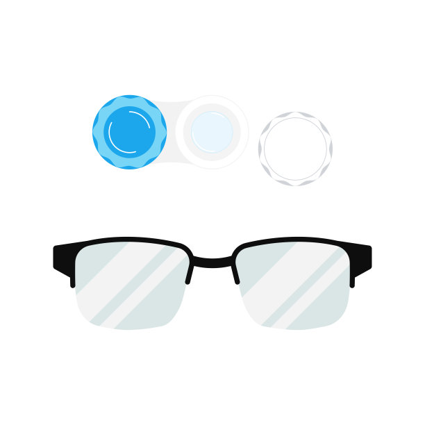 隐形眼镜与情况和眼镜图标设置孤立的白色背景。图片下载