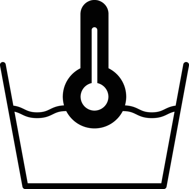 洗涤温度概念矢量字形图标设计，护理标签标签标志，服装和纺织品护理符号在白色背景，洗衣店业务标志图片下载