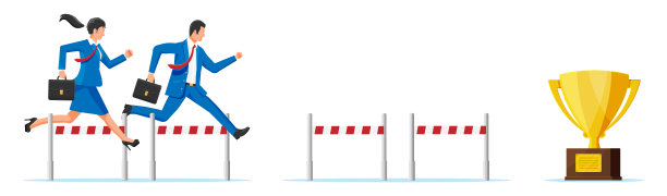 在障碍赛跑中竞争的商人和妇女图片下载