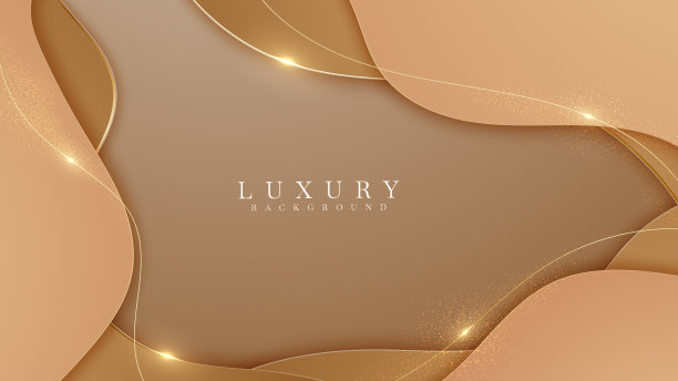优雅的棕色阴影背景与线金色元素。写实豪华剪纸风格3d现代概念。图片下载