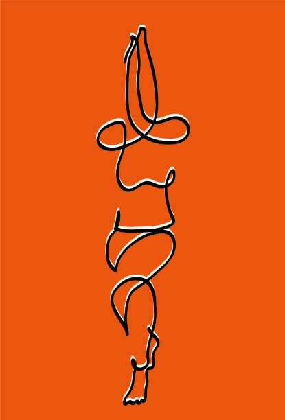 一条线画的瑜伽鹰姿势。图片下载