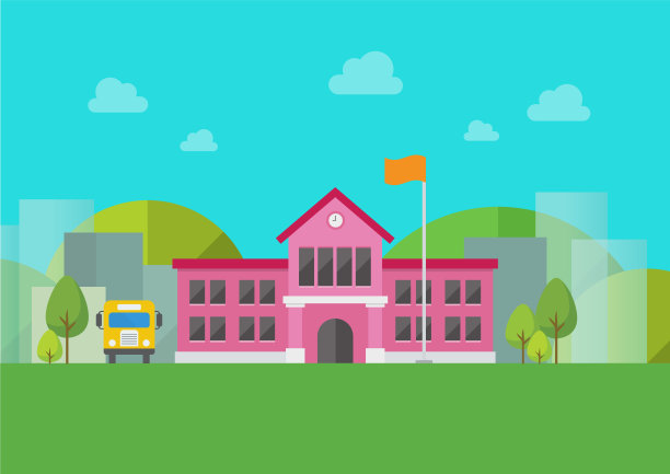 以城市景观为背景的学校建筑图片下载